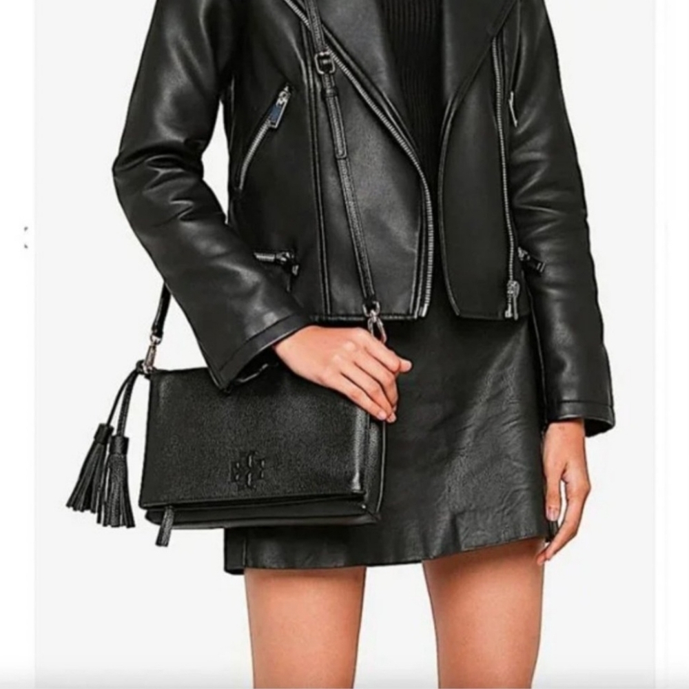 Tory Burch Black Leather Thea Crossbody Bag